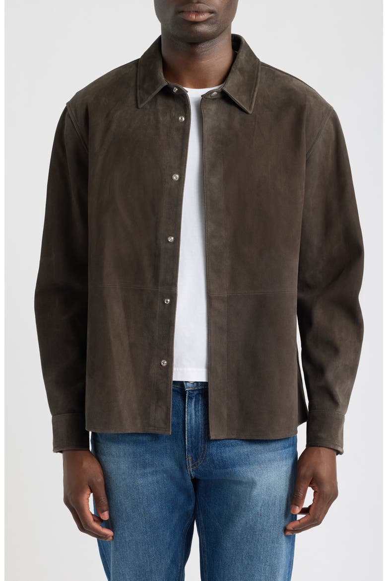Suede Shirt Jacket, Main, color, DARK BROWN