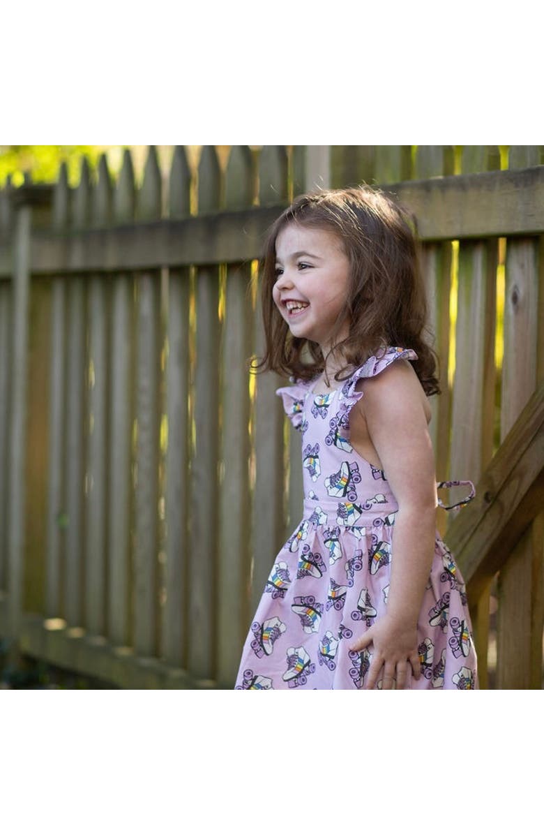 WORTHY THREADS Girls Ruffle Sleeve Dress, Alternate, color, Roller Skates