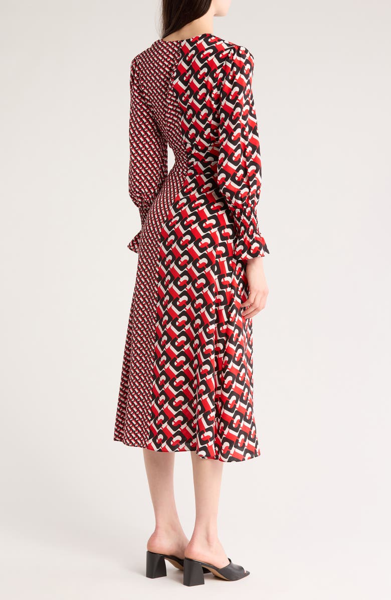DVF Michelle Mixed Print Long Sleeve Dress, Alternate, color, 