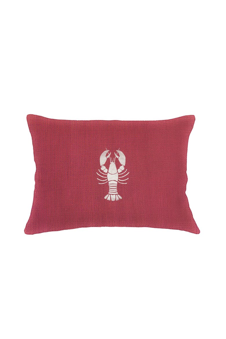 Lobster Trap Embroidered Linen Pillow with Down Insert, Main, color, White