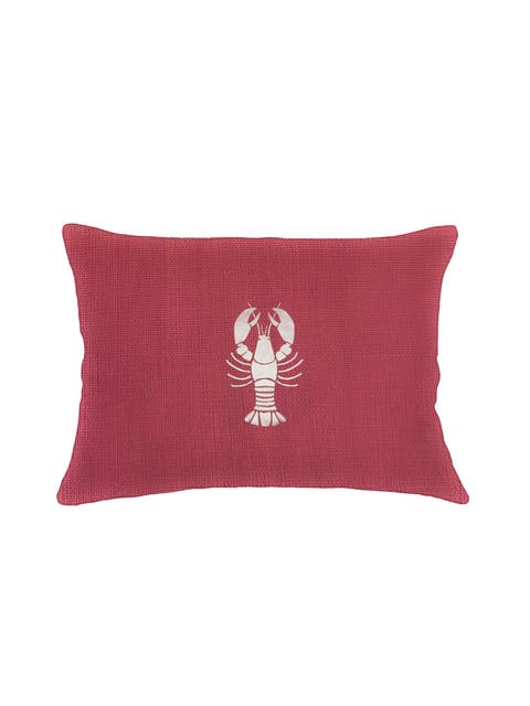 Lobster Trap Embroidered Linen Pillow with Down Insert