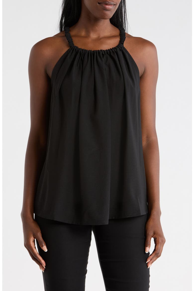 Ruched Neck Tank, Main, color, BLACK