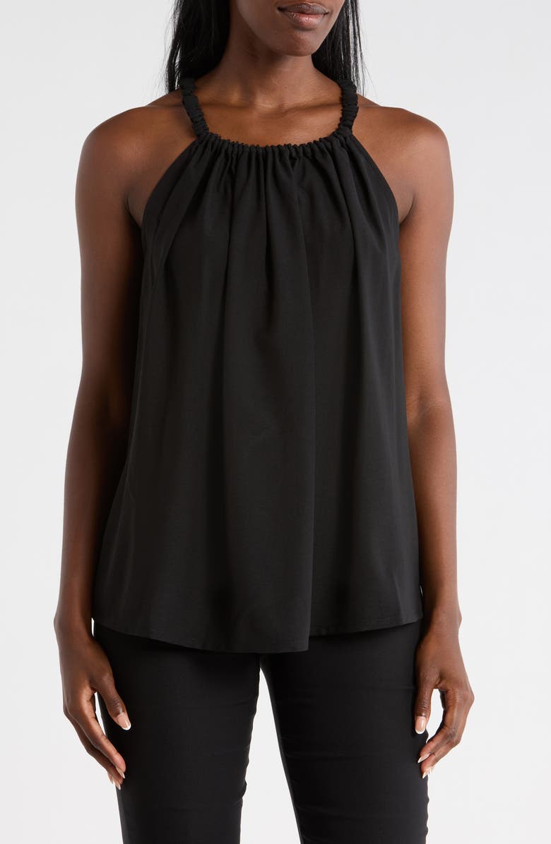 PATRIZIA LUCA Ruched Neck Tank, Main, color, Black