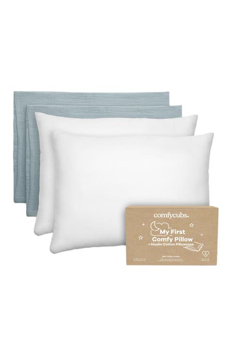 Toddler Pillow with Soft Muslin Pillowcase, Pack of 2