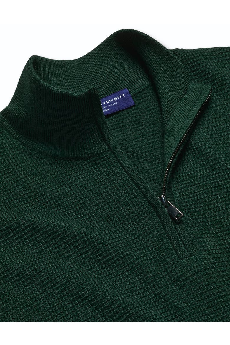Pure Merino Texture Zip Neck Sweater, Alternate, color, Forest Green