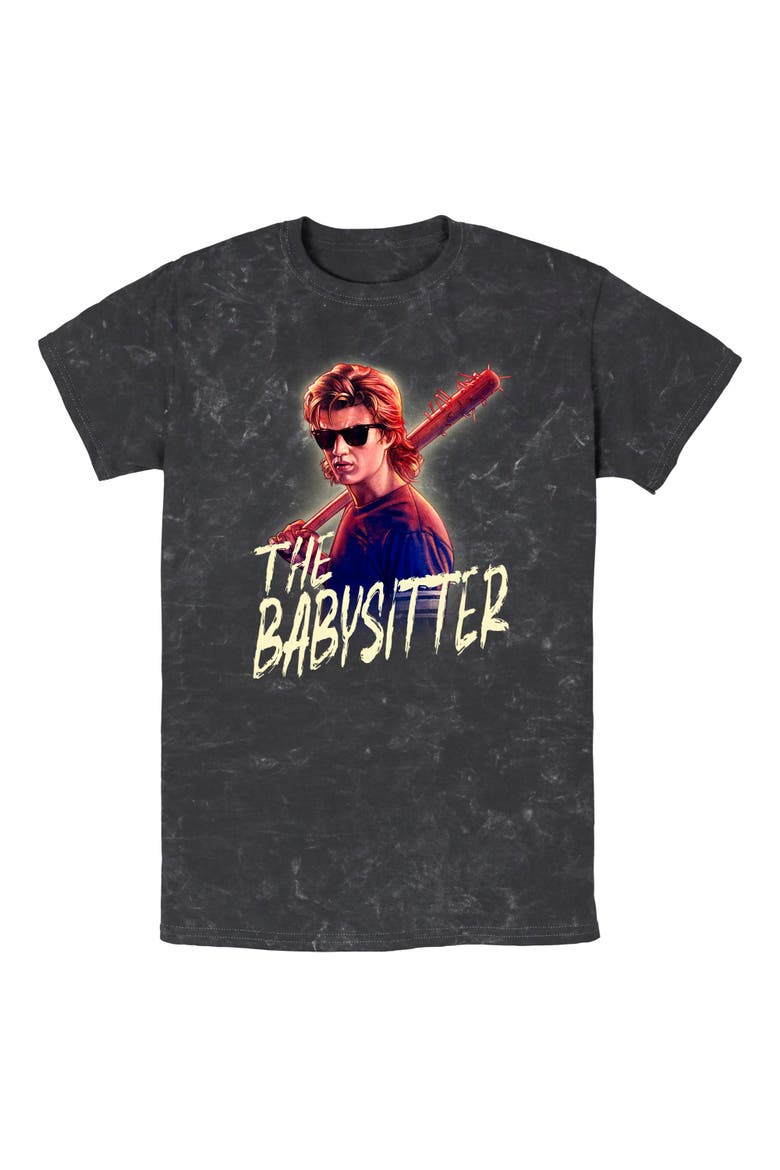 Men's Stranger Things Steve The Babysitter Portrait  Graphic T-Shirt, Main, color, Black