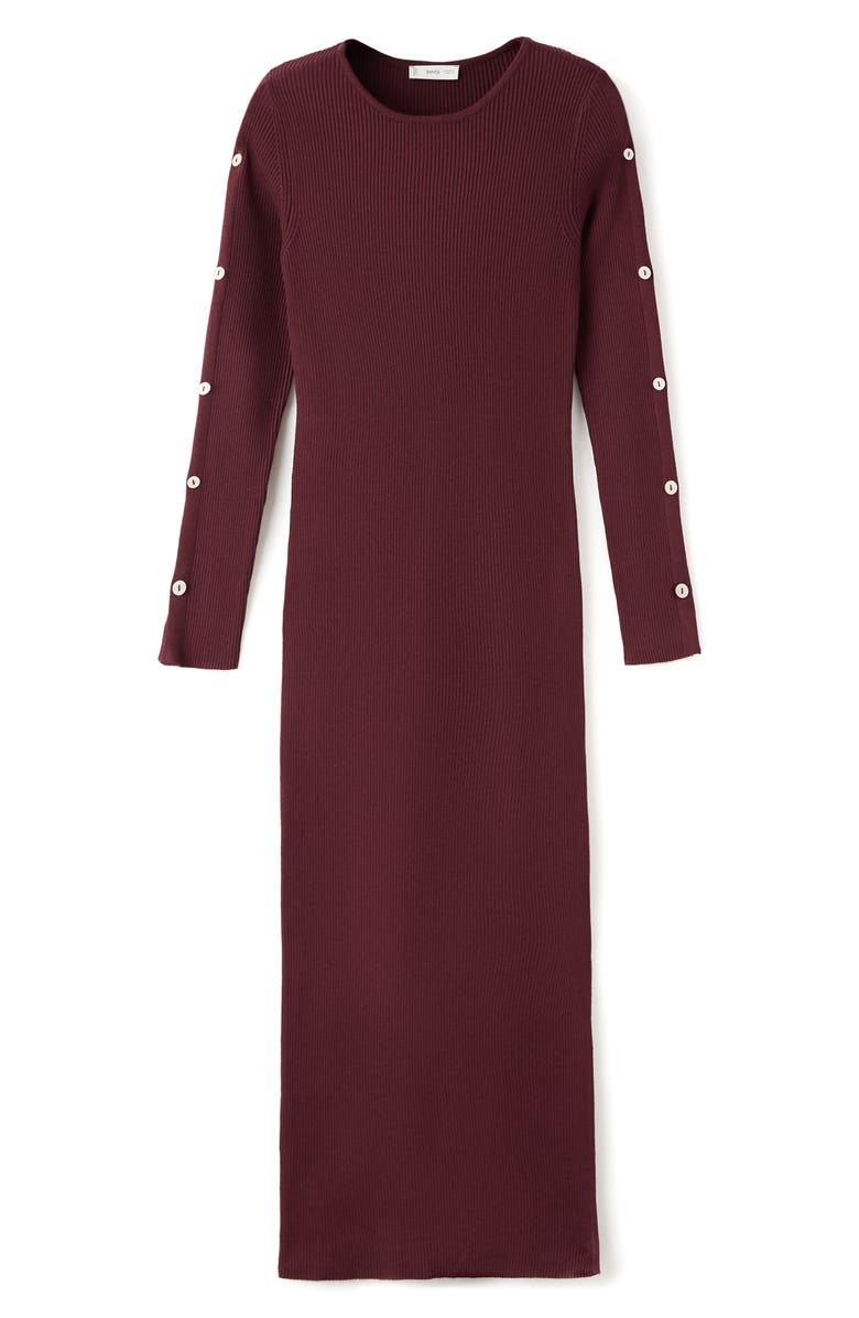 MANGO TEEN Button Trim Long Sleeve Sweater Dress, Alternate, color, Maroon