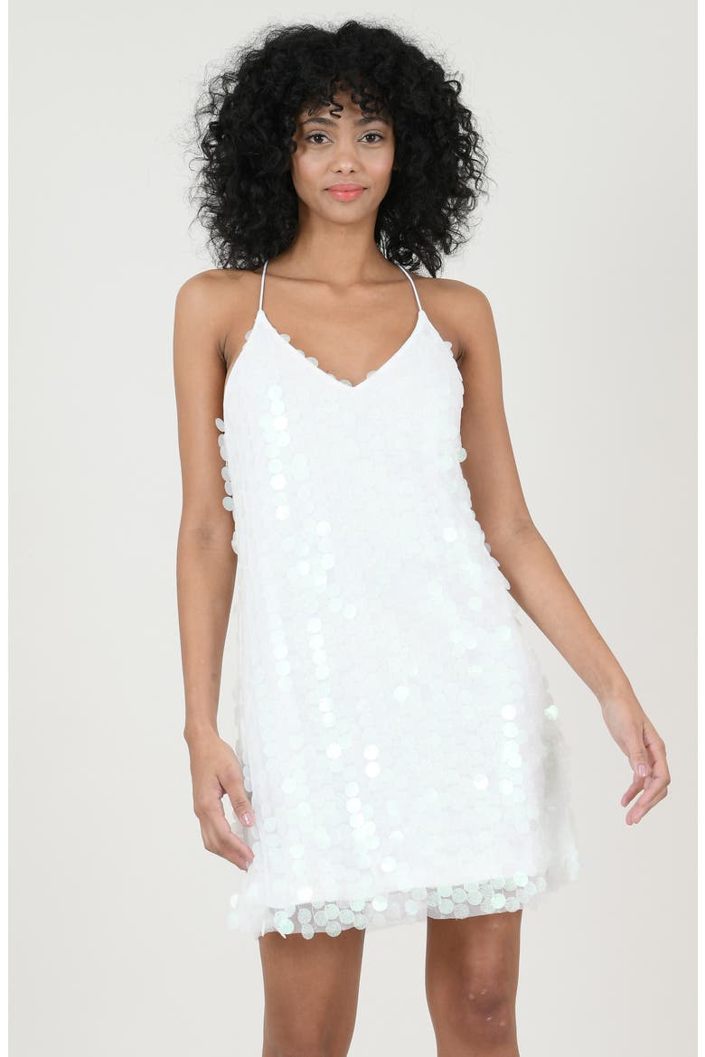 Strappy Sequin Minidress, Alternate, color, WHITE