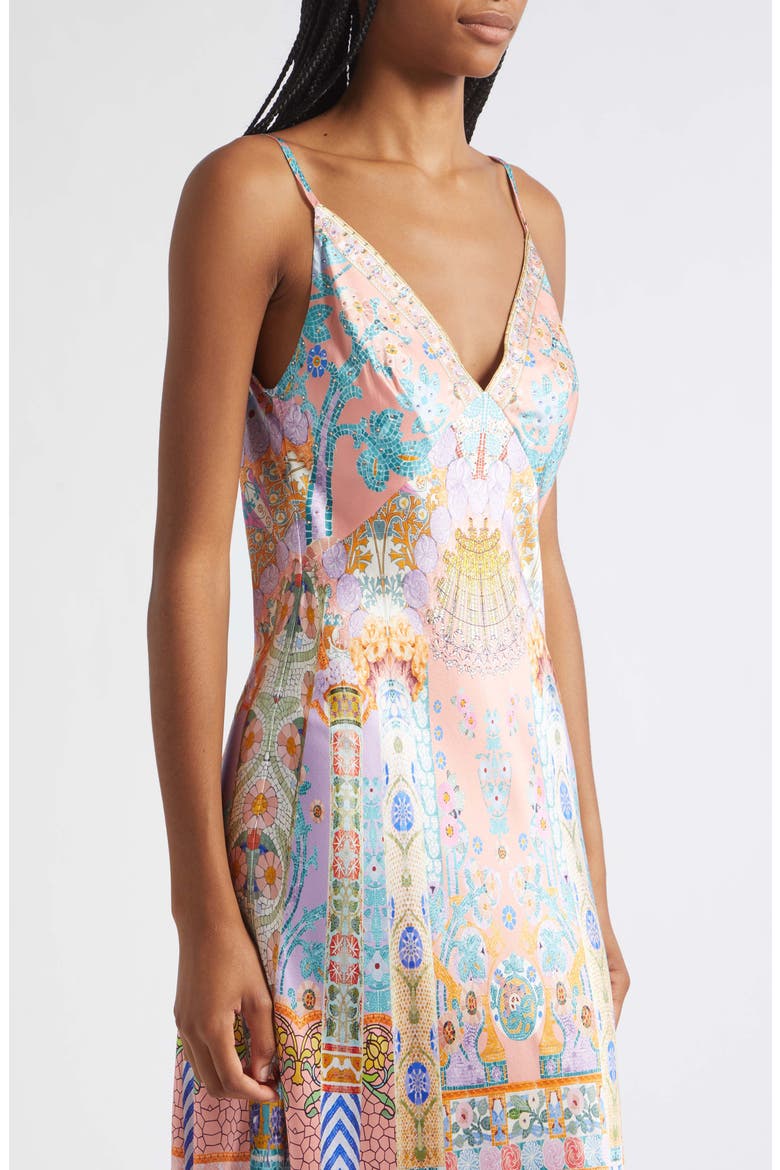 Gaudi Print Silk Charmeuse Slipdress, Alternate, color, HOWDY GAUDI
