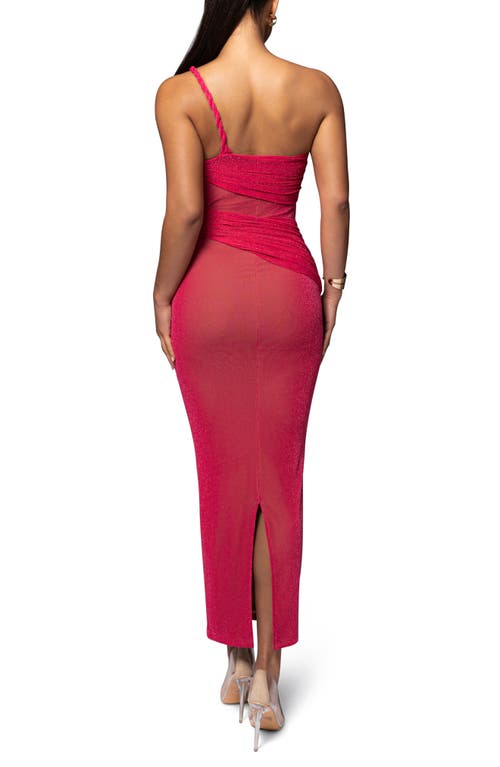 Jluxlabel Alari One-shoulder Sparkle Mesh Gown In Pink