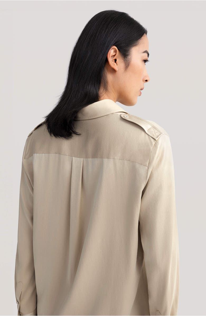 Lilysilk Sandwashed Silk Shirt With Epaulettes, Alternate, color, Light Apricot