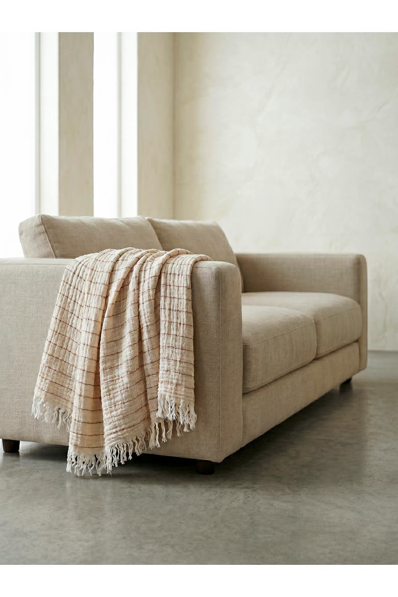 Striped Cotton Crinkled Throw, Alternate, color, Beige