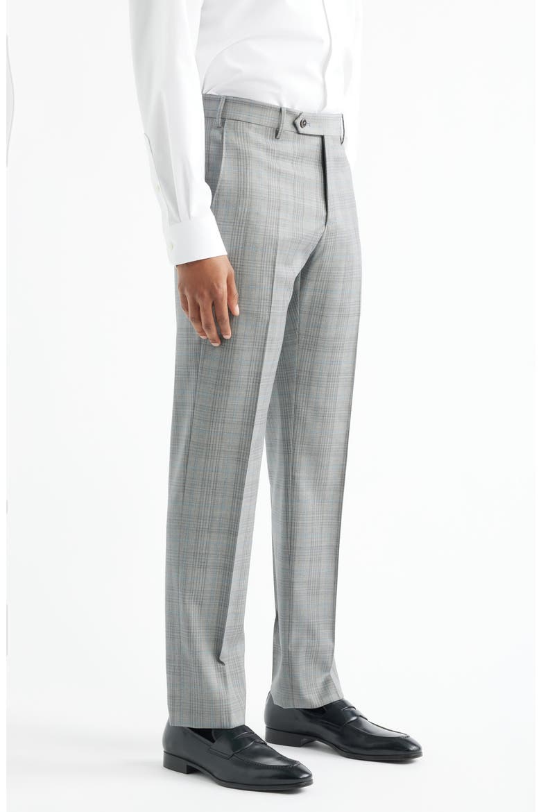 Parker Flat Front Plaid Wool Dress Pants, Alternate, color, STONE