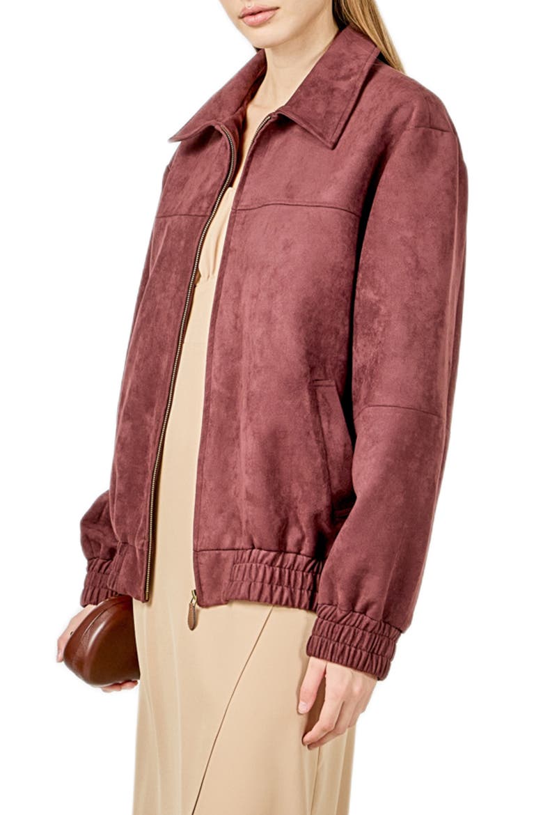Faux Suede Work Jacket, Alternate, color, MALBEC