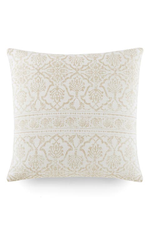 Antique Floral Cotton Throw Pillow