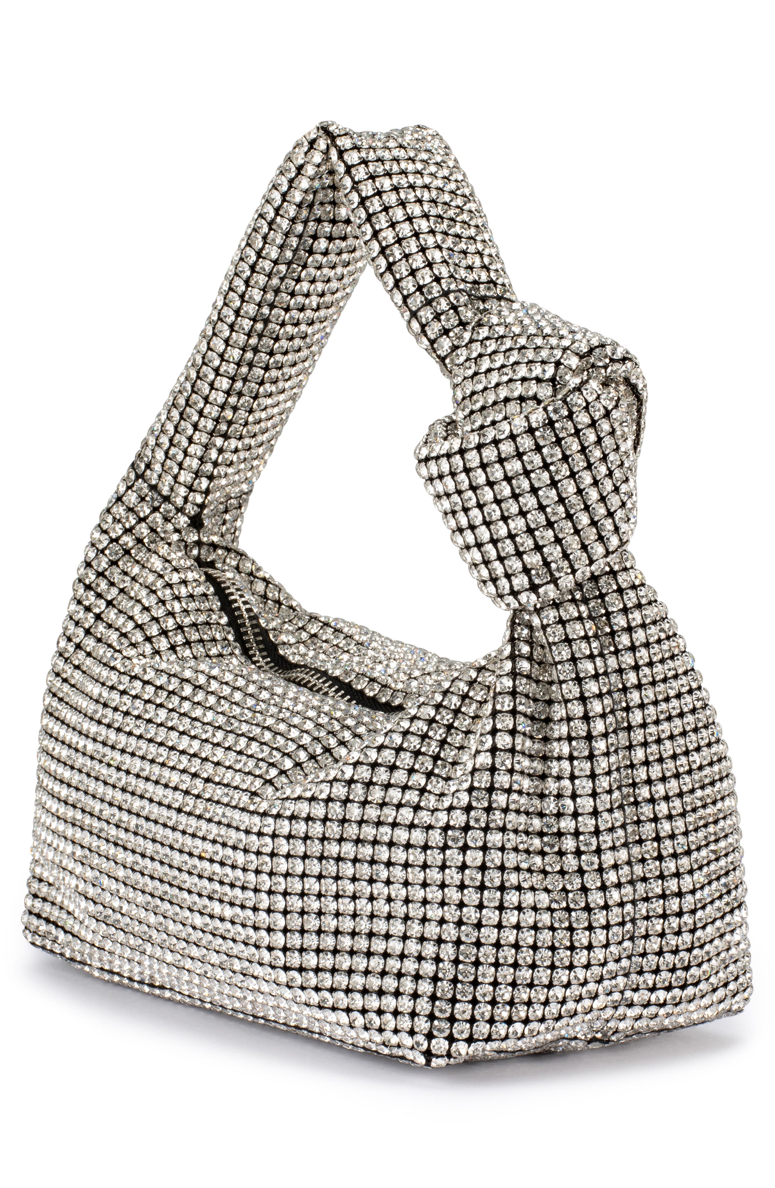Olga Berg Polly Crystal Shoulder Bag, Alternate, color, Silver