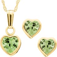 Mignonette 14k Gold Birthstone Necklace & Stud Earrings