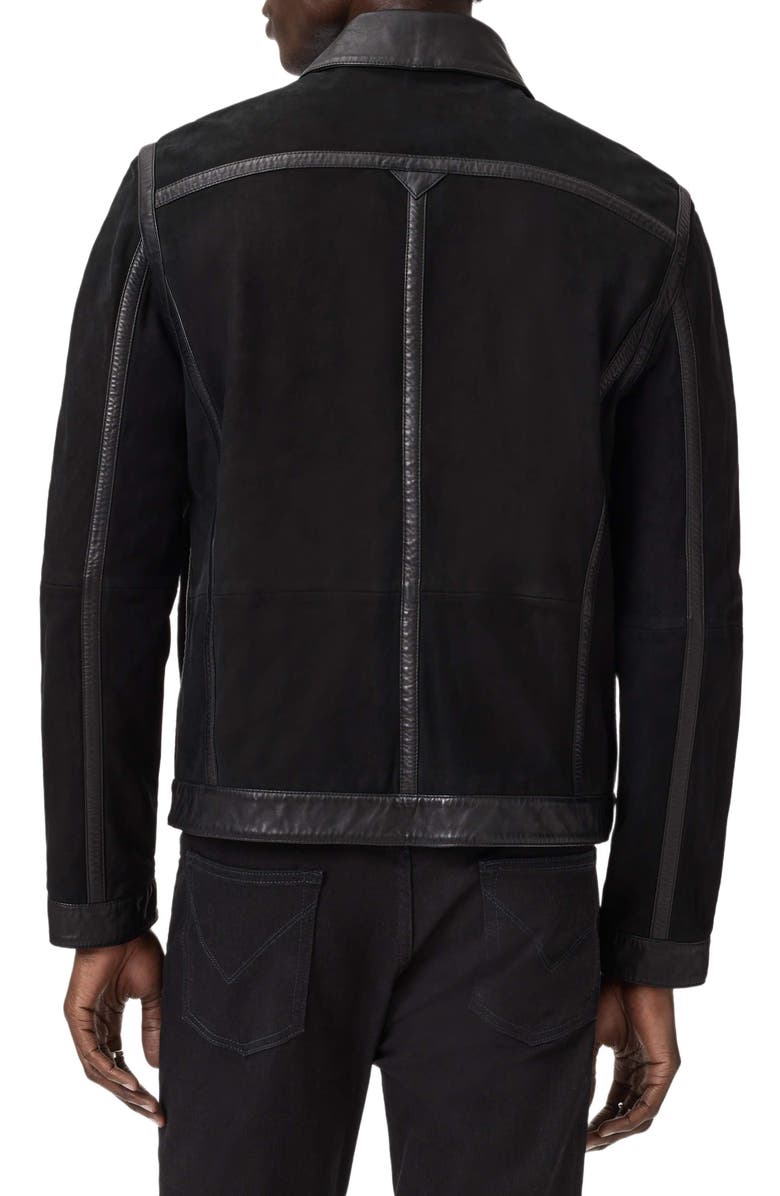 John Varvatos Jaxon Leather Trim Suede Jacket, Alternate, color, Black
