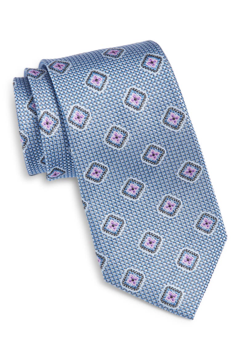 Medallion Silk Tie, Main, color, LIGHT BLUE