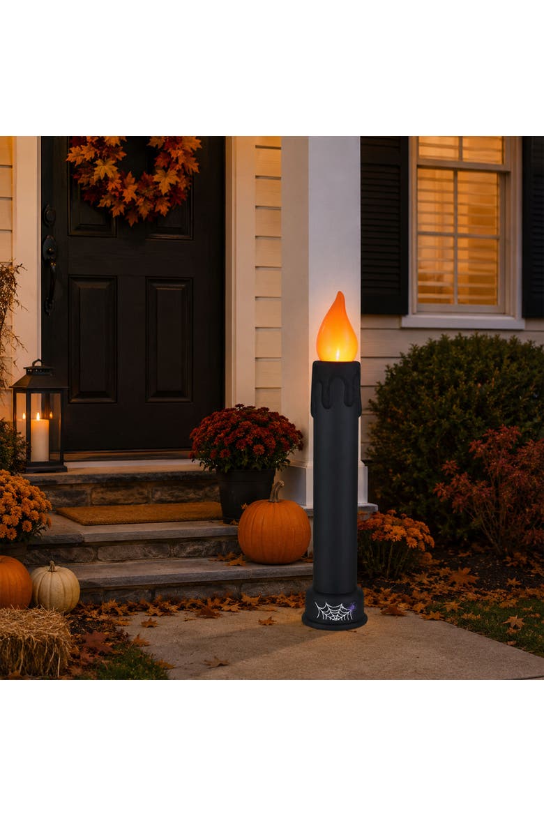 36 in. Halloween Blow Mold Candle - Black with Glitter Drip, Alternate, color, Black