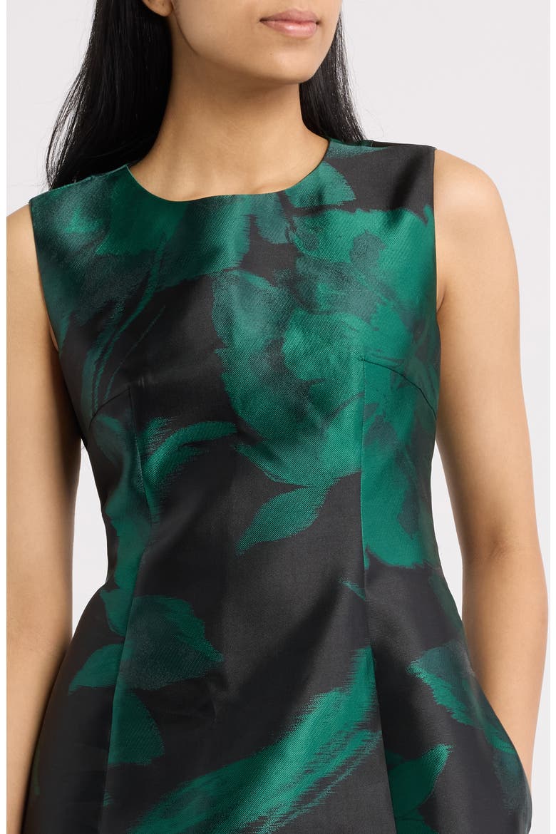 Floral Sleeveless Midi Dress, Alternate, color, DEEP JADE / ANNE BLACK