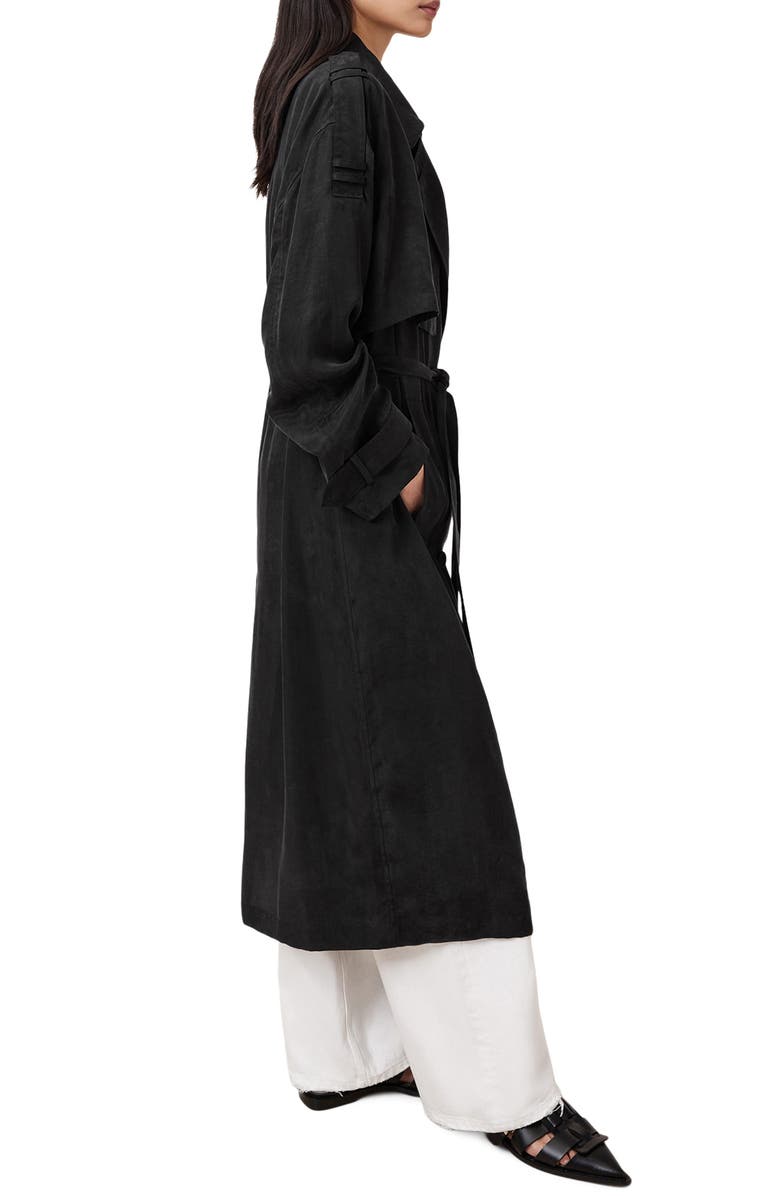 AllSaints Linnie Trench Coat, Alternate, color, Black