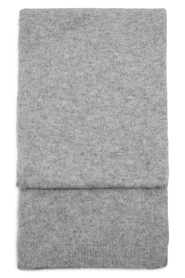 Knit Fringe Scarf, Main, color, MEDIUM HEATHER GREY