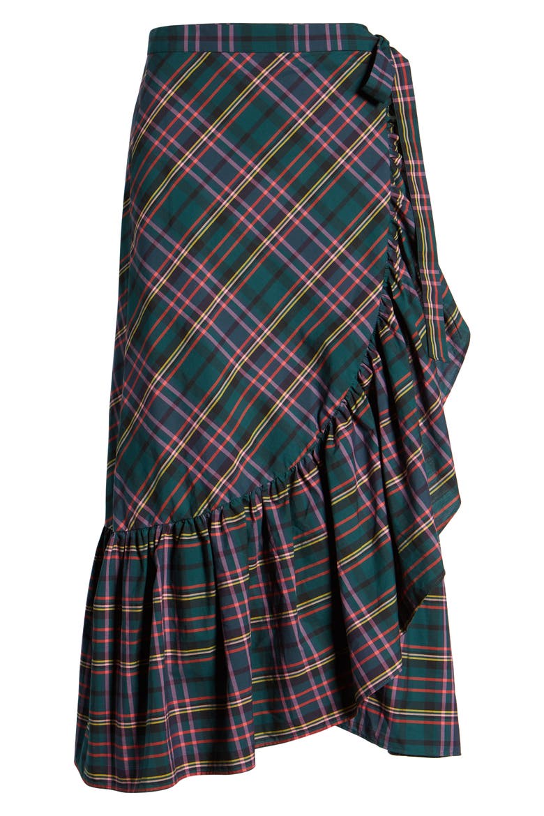 Plaid Ruffle Wrap Skirt, Alternate, color, J.CREW SIG PLAID