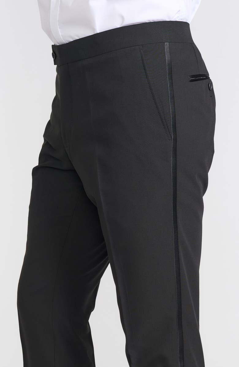 SAVILE ROW CO Slim FIt Tuxedo Pants - 30-34" Inseam, Alternate, color, Black