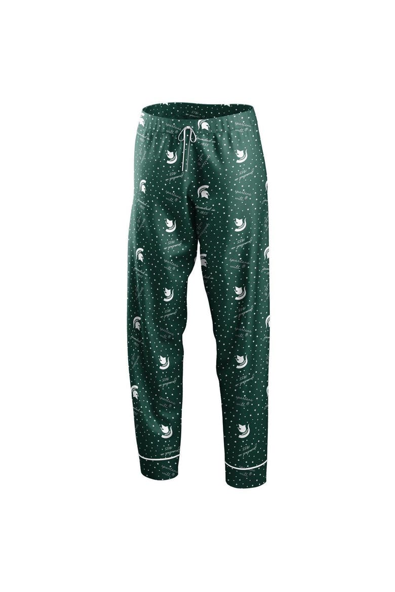 Women's WEAR by Erin Andrews MSU Spartans Long Sleeve Top & Pants Sleep Set, Alternate, color, GREEN
