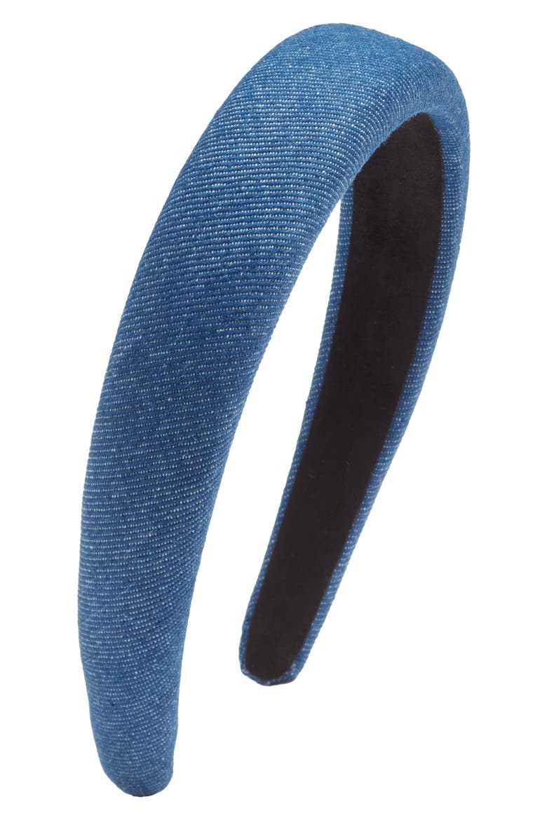 Padded Denim Headband, Main, color, BLUE