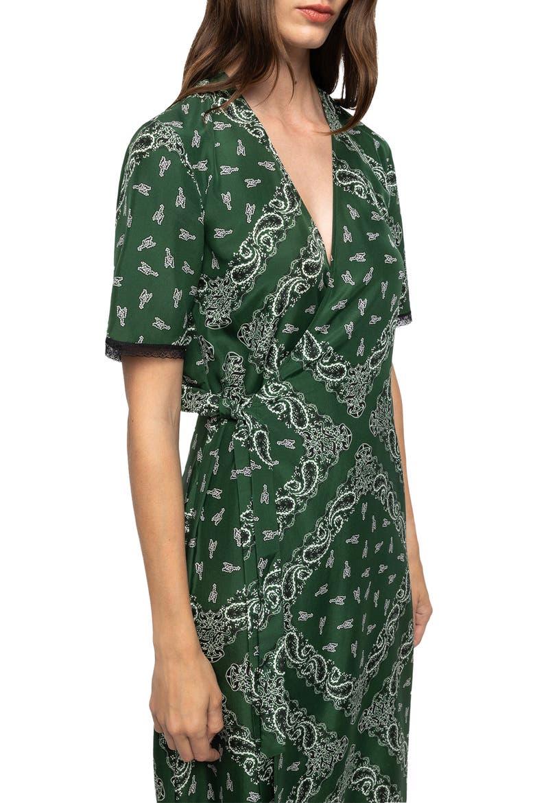 Reforme Silk Wrap Dress, Alternate, color, MEADOW