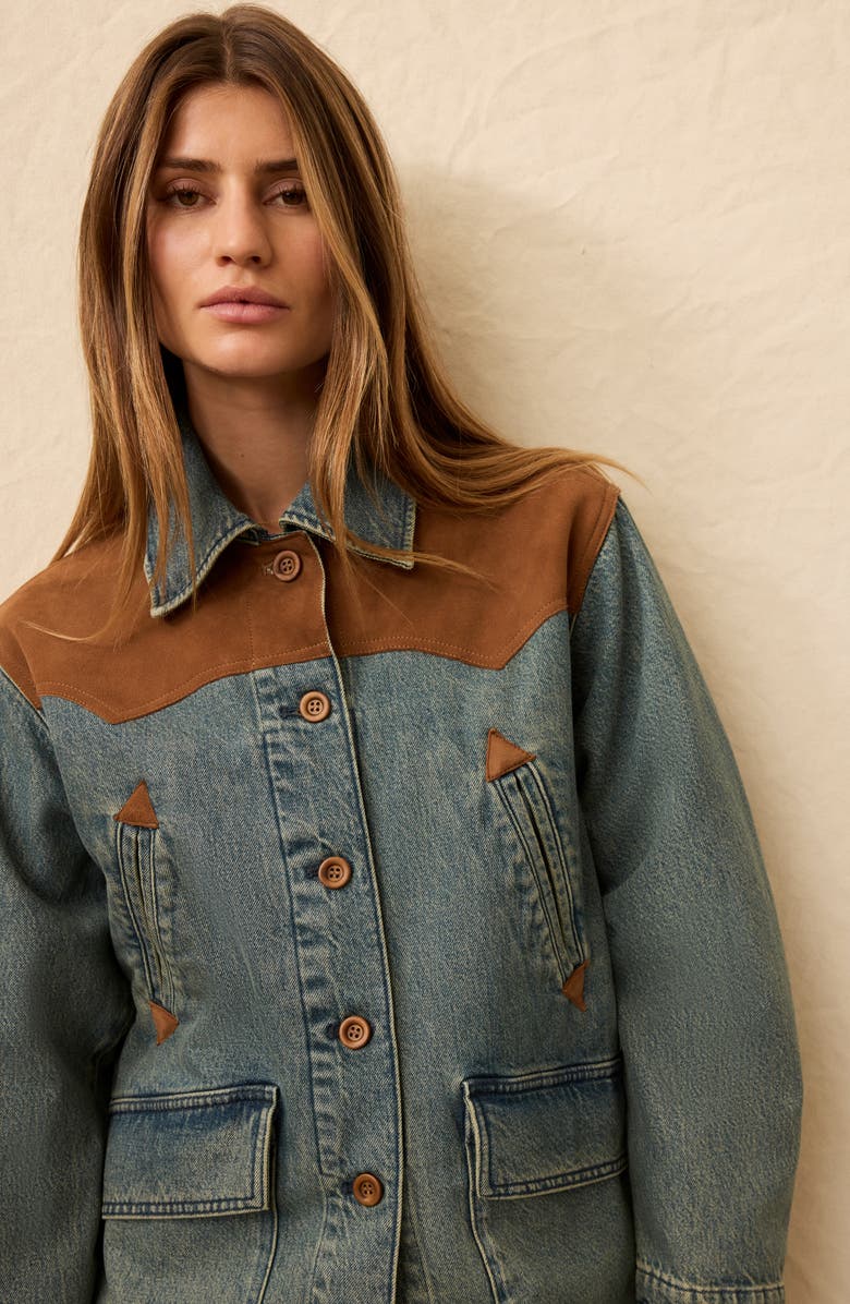 Faherty Denim & Suede Jacket, Alternate, color, Creekside Indigo Wash