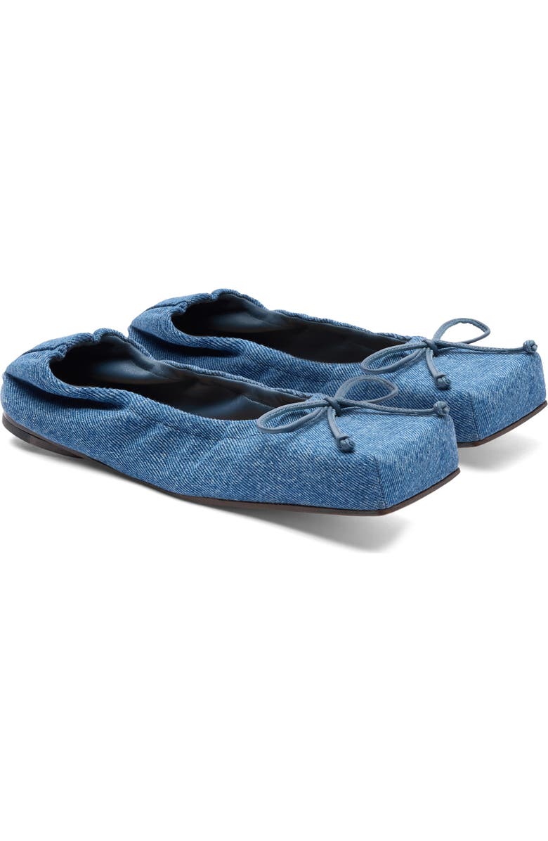 Jacquemus Les Ballerines Bow Square Toe Denim Ballet Flat, Main, color,