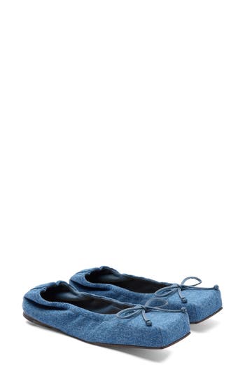 Jacquemus Les Ballerines Bow Square Toe Denim Ballet Flat