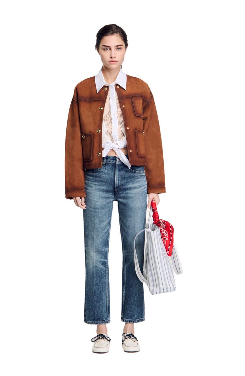 SANDRO Faded jeans, Alternate, color, Blue Jean