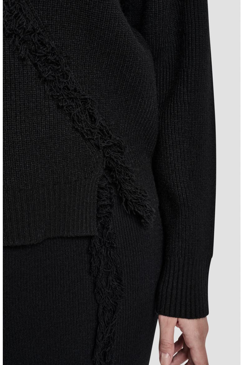 Fringe Detail Rib Sweater, Alternate, color, BLACK