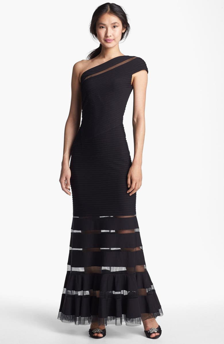 Tadashi Shoji One Shoulder Illusion Gown, Main, color,