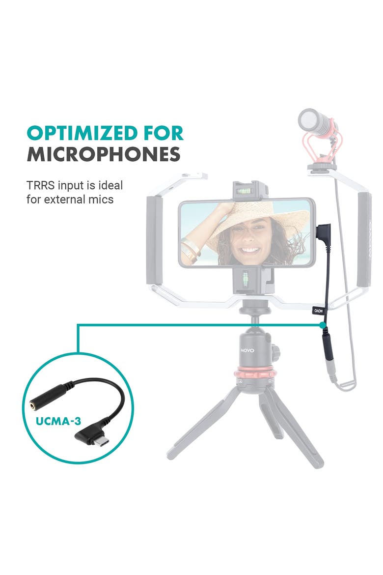 UCMA-3 Female 3.5mm TRRS to USB-C Right Angle Mic. Cable, Alternate, color, Black