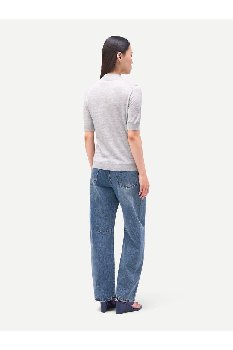 Cashmere Silk Shirt with High Neck, Alternate, color, vapor blue