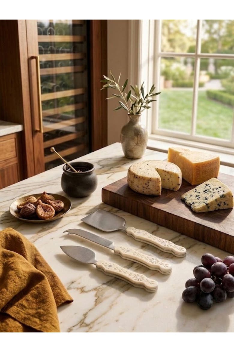 Derby Cheese Knives, Set of 3, Alternate, color, Ivory