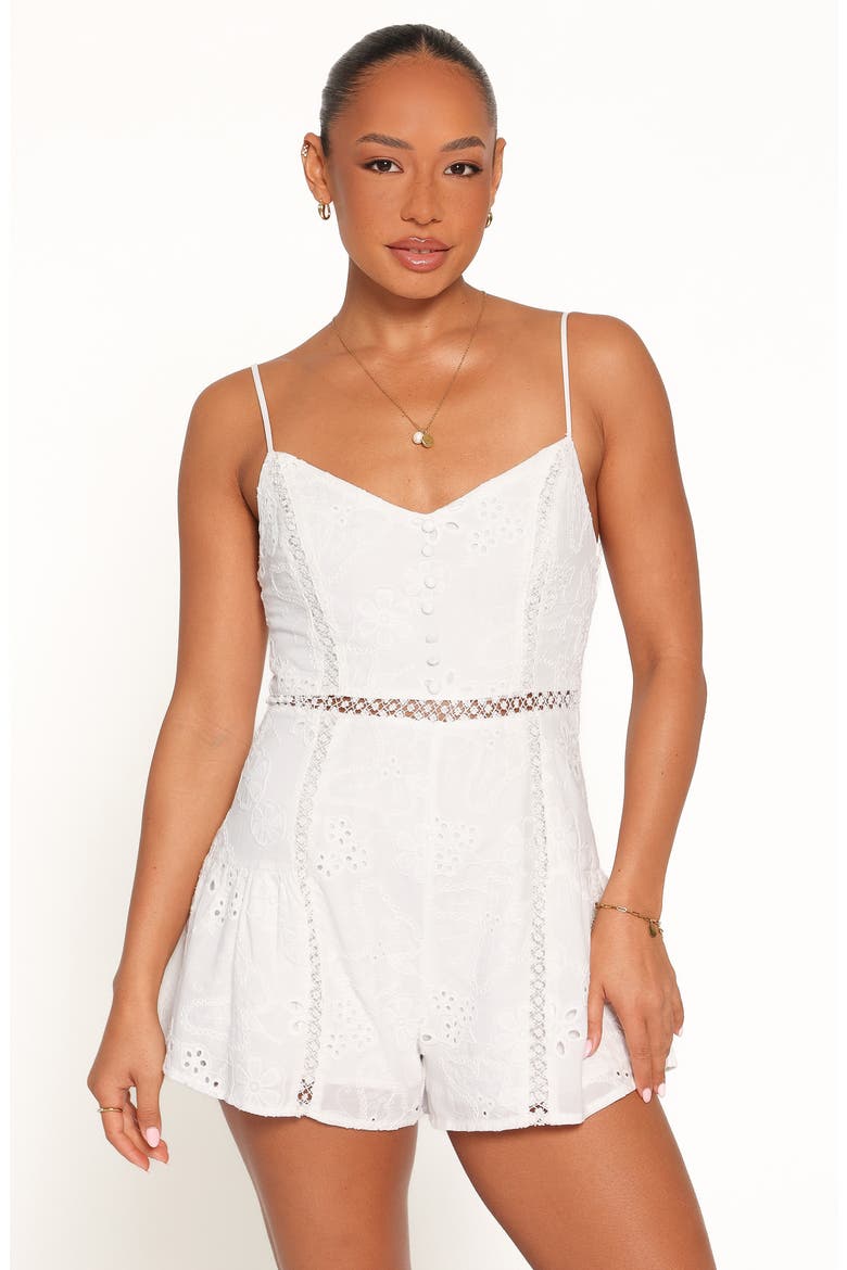 Presley Embroidered Eyelet Romper, Alternate, color, WHITE BRODERIE