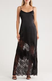 L'AGENCE Silvana Lace Inset Silk Gown