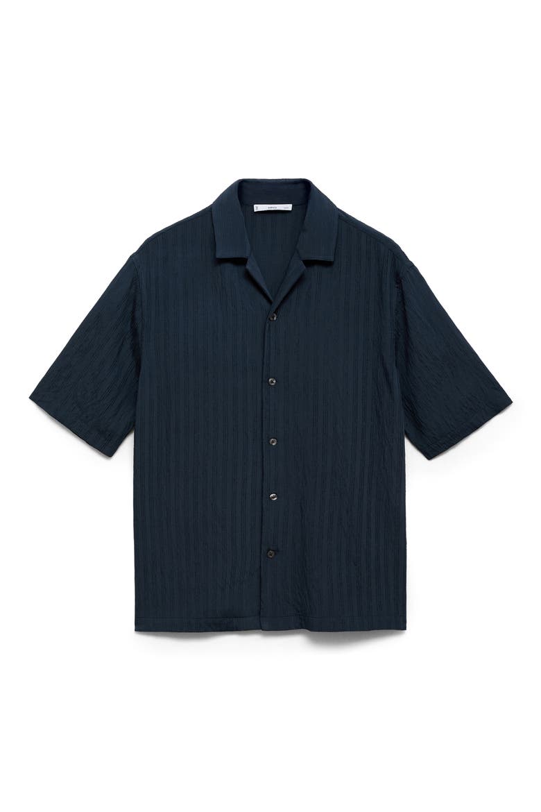 Stripe Embroidered Camp Shirt, Alternate, color, NAVY