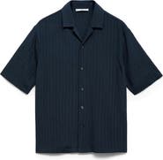 MANGO Stripe Embroidered Camp Shirt