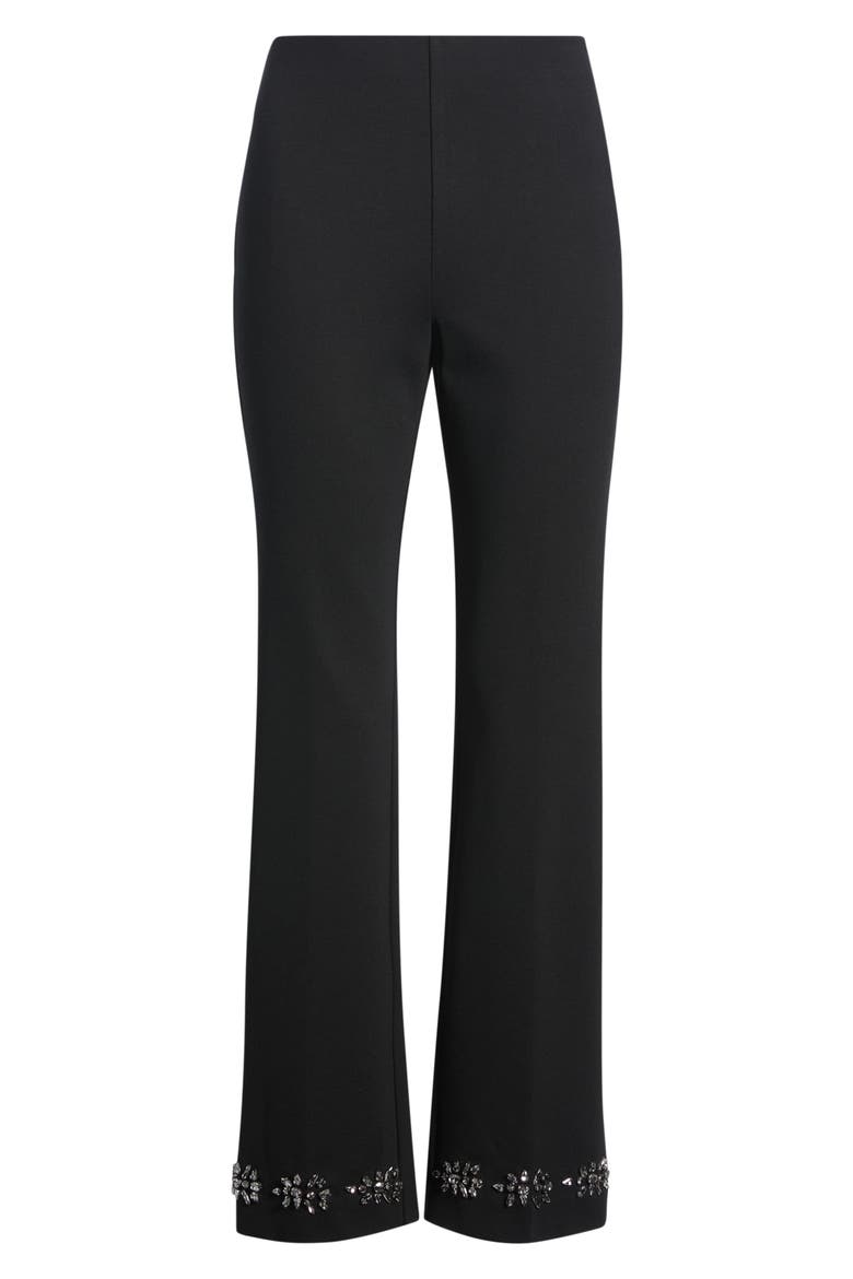 Embellished High Waist Ankle Flare Pants, Main, color, ANNE BLACK