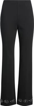 Anne Klein Embellished High Waist Ankle Flare Pants