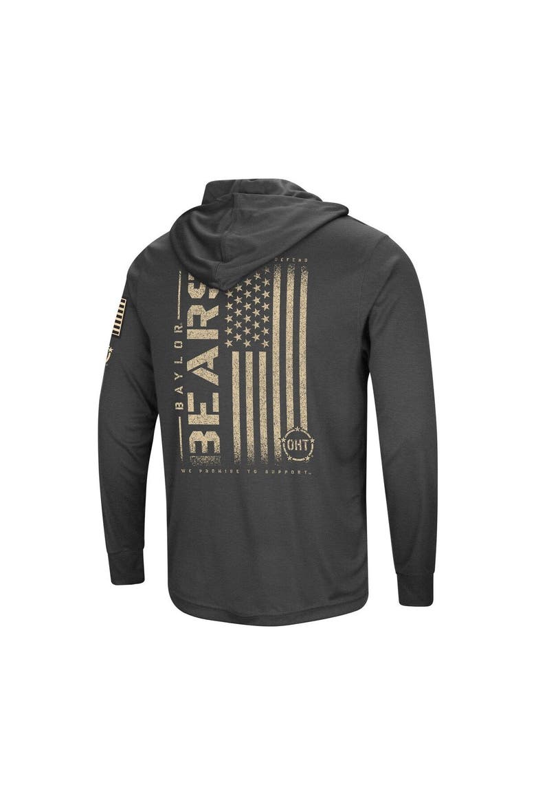 Men's Colosseum Heather Black Baylor Bears Team OHT Military Appreciation Long Sleeve Hoodie T-Shirt, Alternate, color, Black