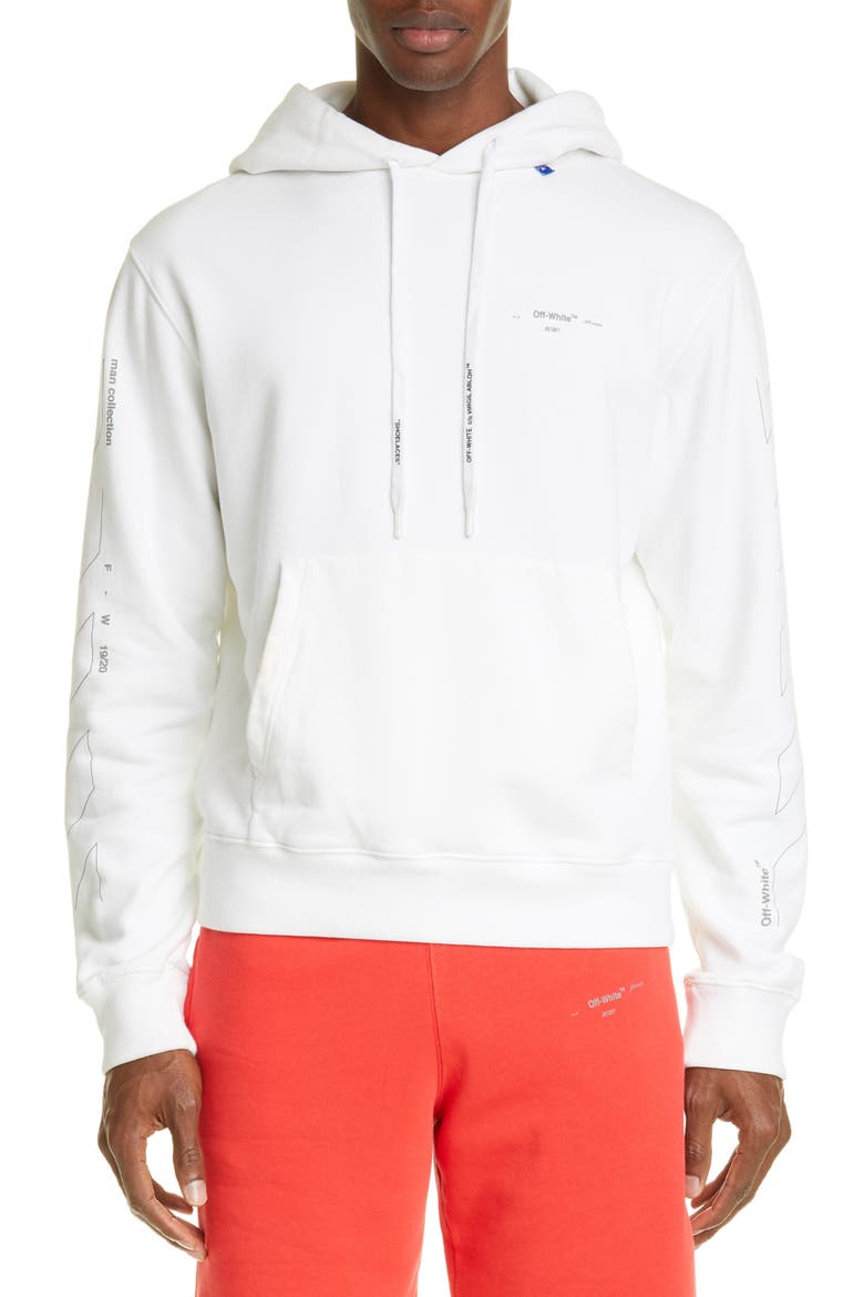 Diagonal Unfinished Slim Fit Hoodie, Main, color, WHITE SILVER