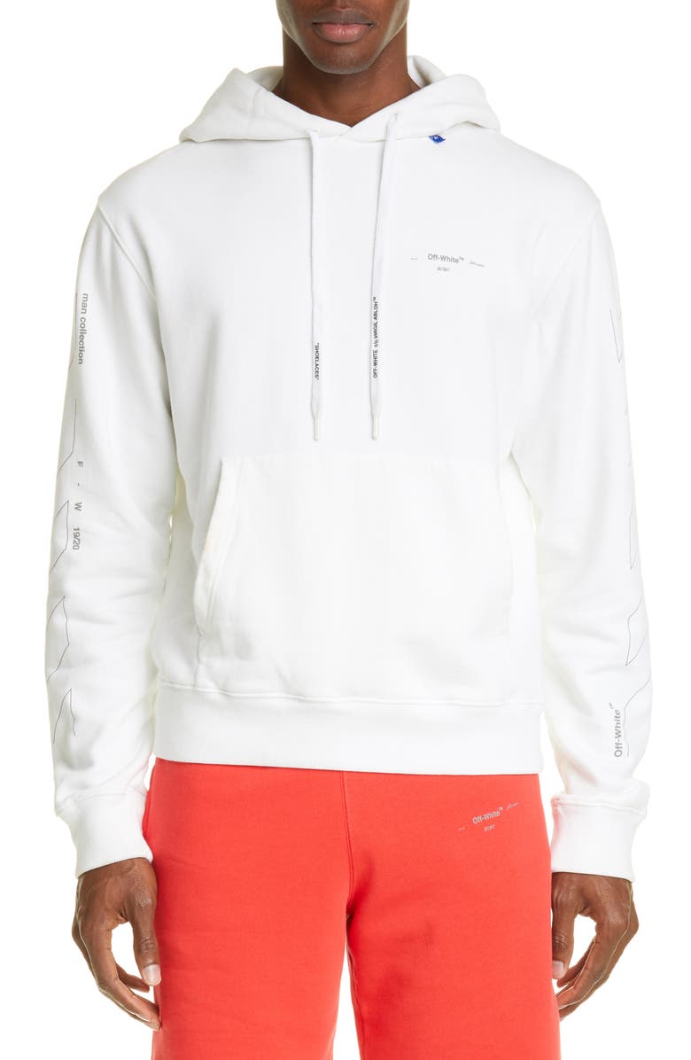 Off-White Diagonal Unfinished Slim Fit Hoodie, Main, color, 